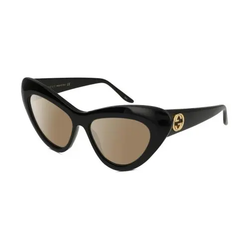 GG0895S Women`s Cat Eye Polarized Sunglasses in Black Gold 54 mm 4 Options Amber Brown Polar by Gucci