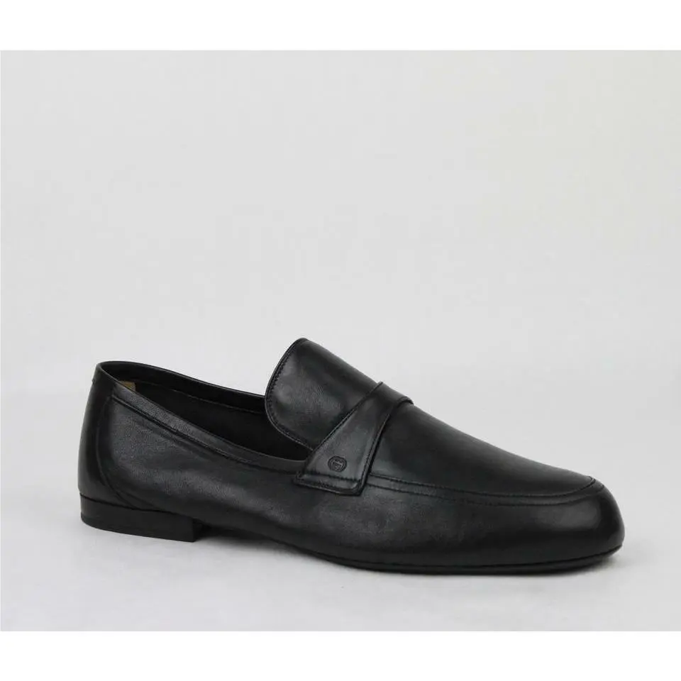 Gucci Black Men`s Leather Loafer Gg Logo Size7 368468 Shoes