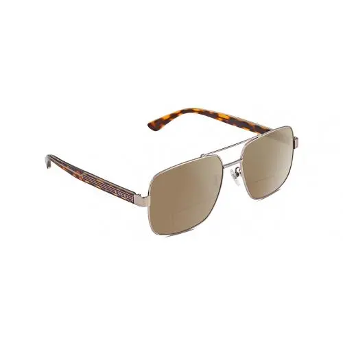 GG0529S Unisex Polarize Bifocal Sunglasses Ruthenium Silver 60mm 41 Option Brown by Gucci