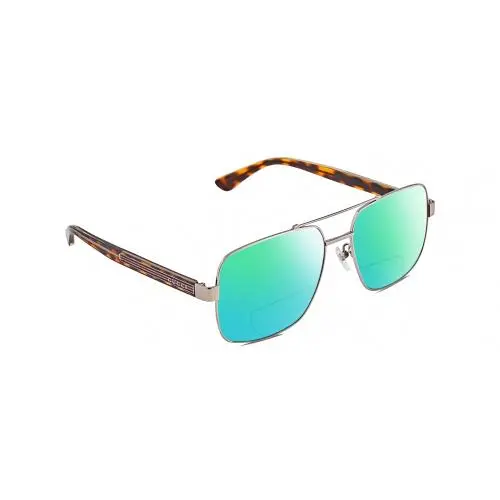 GG0529S Unisex Polarize Bifocal Sunglasses Ruthenium Silver 60mm 41 Option Green Mirror by Gucci