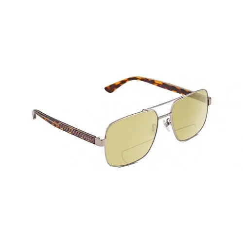 GG0529S Unisex Polarize Bifocal Sunglasses Ruthenium Silver 60mm 41 Option Yellow by Gucci