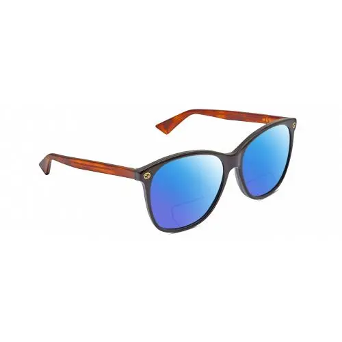 GG0024S Unisex Polarized Bifocal Sunglasses Black Brown Havana 58mm 41 Opt Blue Mirror by Gucci