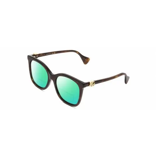 GG1071S Cateye Polarized Bifocal Sunglasses in Tortoise Havana Gold 55mm Green Mirror by Gucci