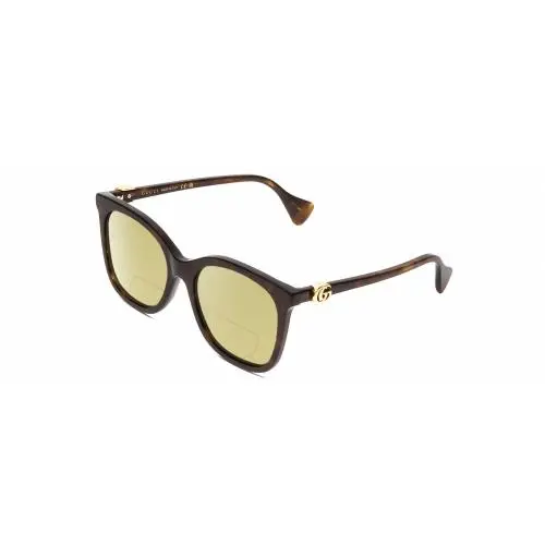 GG1071S Cateye Polarized Bifocal Sunglasses in Tortoise Havana Gold 55mm Yellow by Gucci