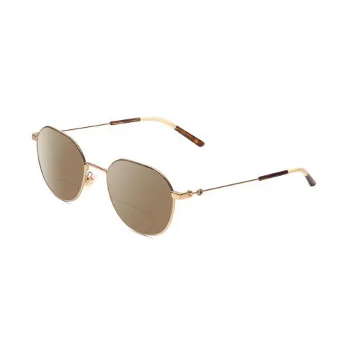 GG0684O Womens Round Polarized Bifocal Sunglasses Gold Brown Tortoise 51mm Brown by Gucci
