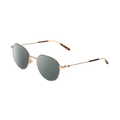 GG0684O Womens Round Polarized Bifocal Sunglasses Gold Brown Tortoise 51mm Grey by Gucci