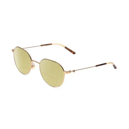 GG0684O Womens Round Polarized Bifocal Sunglasses Gold Brown Tortoise 51mm Yellow by Gucci