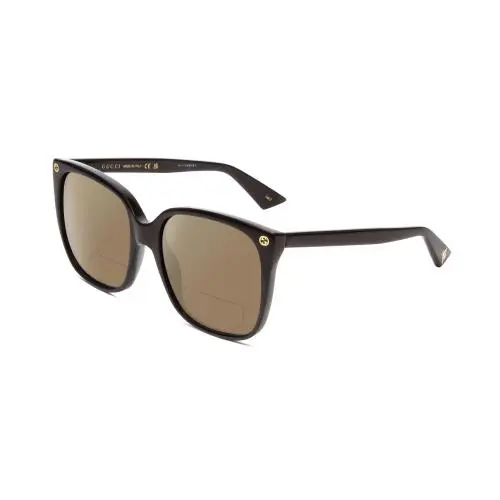 GG0022S Lady Cateye Polarized Bifocal Sunglasses Black Gold 57mm 41 Option Brown by Gucci