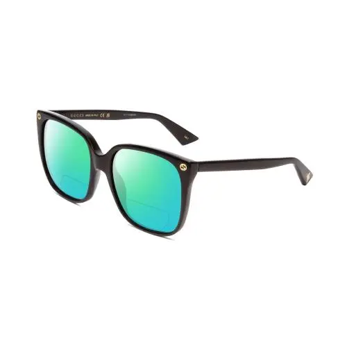 GG0022S Lady Cateye Polarized Bifocal Sunglasses Black Gold 57mm 41 Option Green Mirror by Gucci