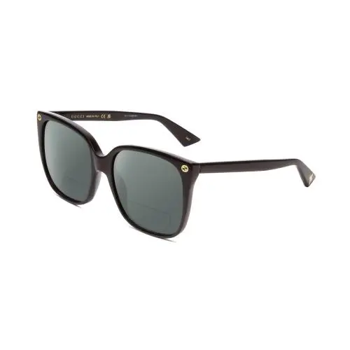 GG0022S Lady Cateye Polarized Bifocal Sunglasses Black Gold 57mm 41 Option Grey by Gucci