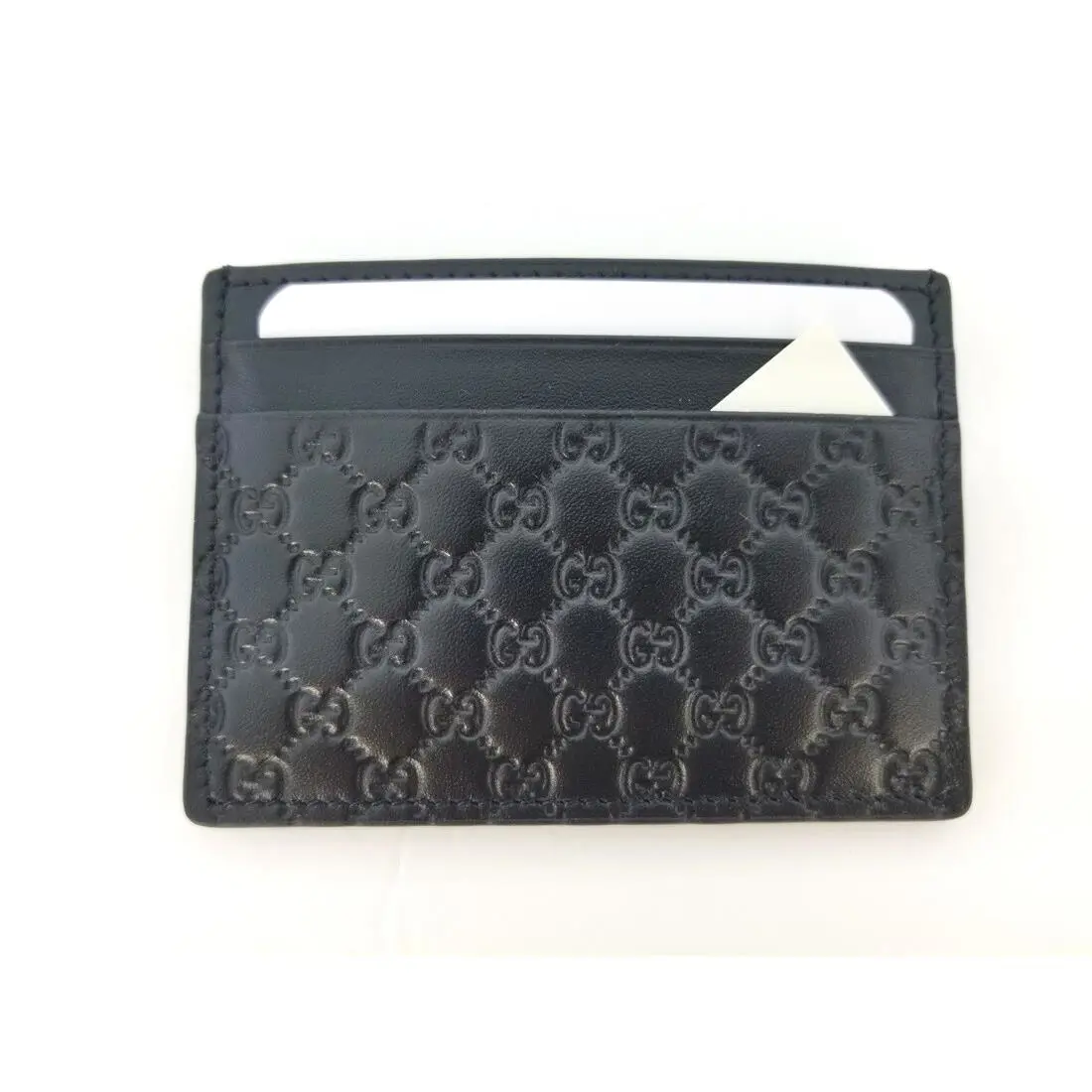 Gucci Micro Guccissima Black - Brown Leather Card Case Holder