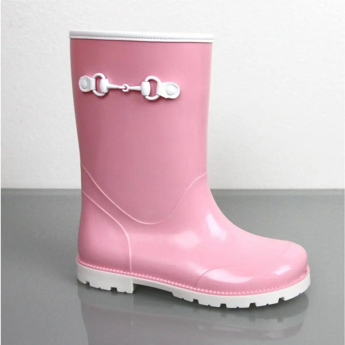 Gucci Kids Children`s Pink Rubber Rain Boot W/horsebit 285288 5867