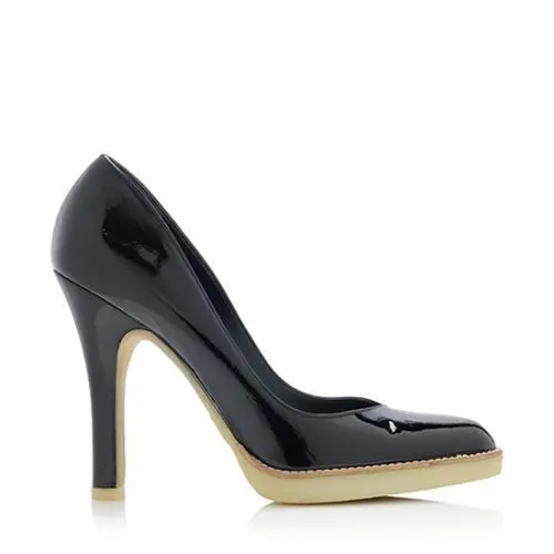 Vernice Diamond Patent Leather Pumps Black Heels Platform Shoes 9.5 by Gucci