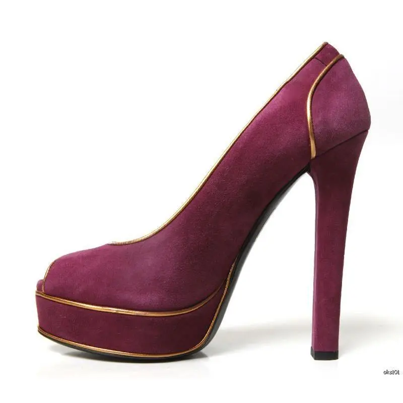 Purple Bronze Open-toe Platforms Pumps Shoes Huston Super Hot by Gucci