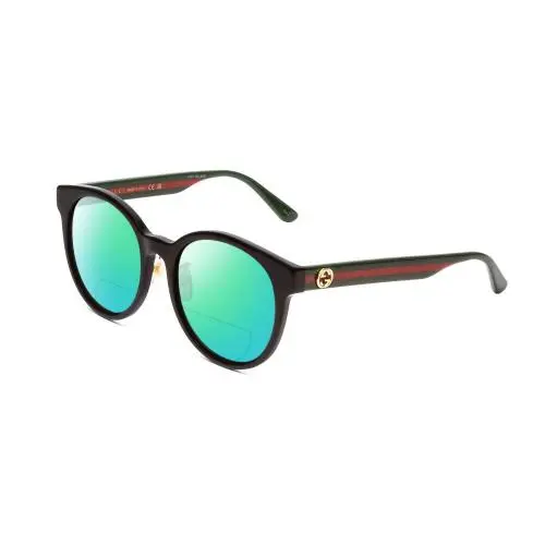 GG0416SK Women Round Polarized Bi-focal Sunglasses in Black Red Green 55mm Green Mirror by Gucci