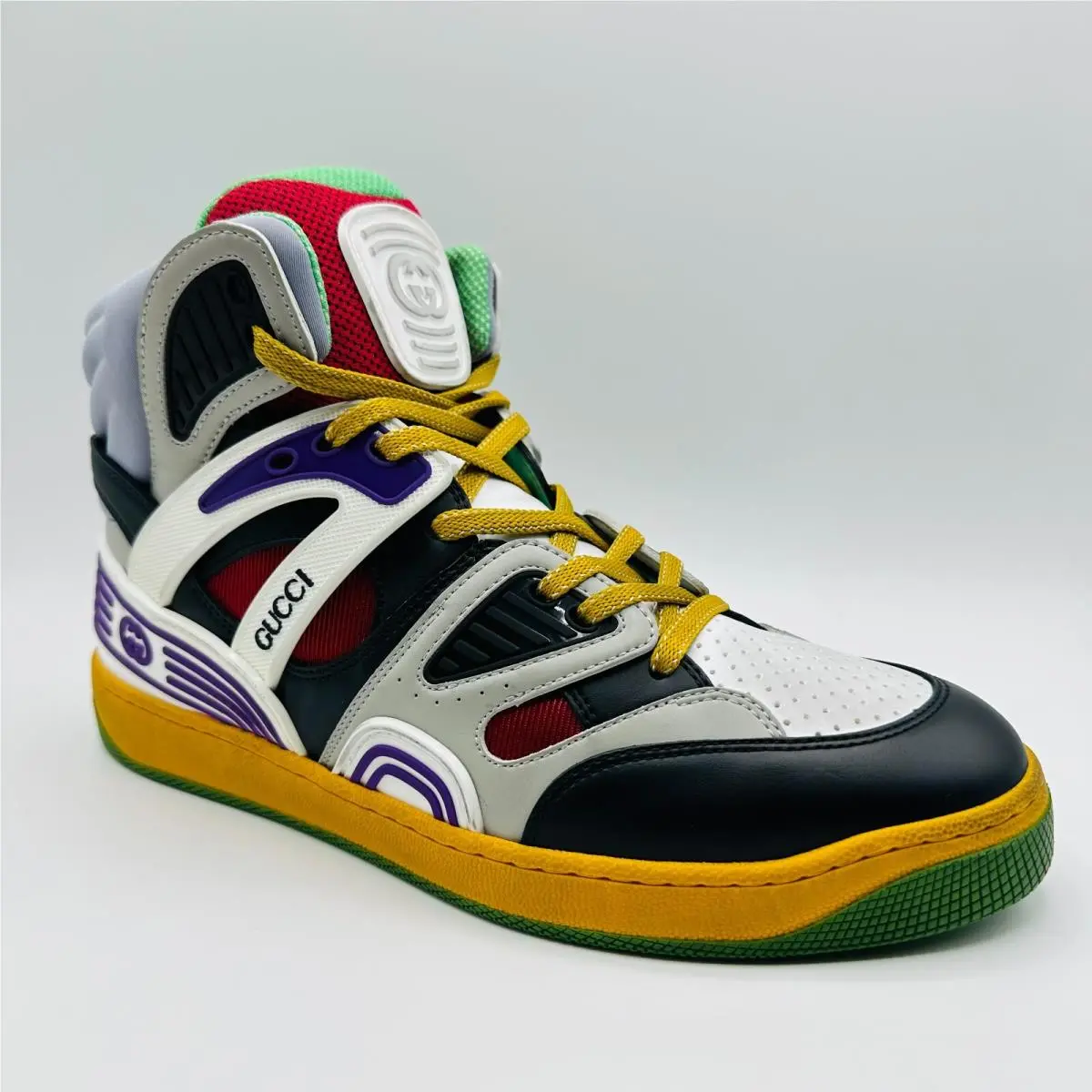 Gucci Women`s Dirty Washed Multicolor Leather High Top Sneaker 661312 1072