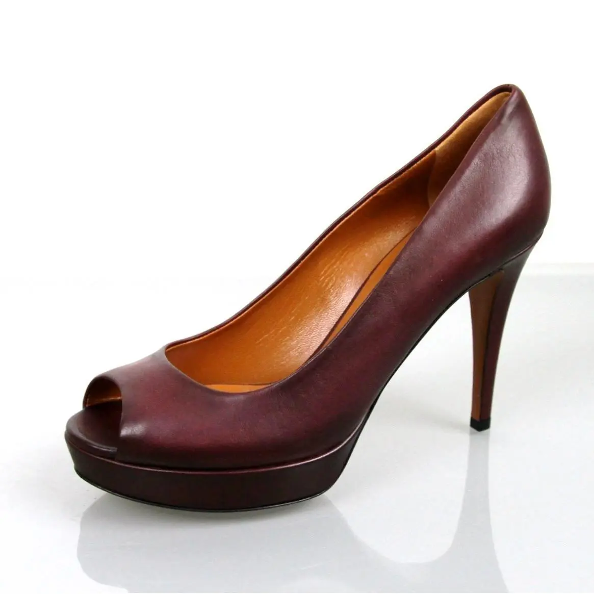 Betty Open-toe Platform Pump Shoes Plum 297203 6029 by Gucci