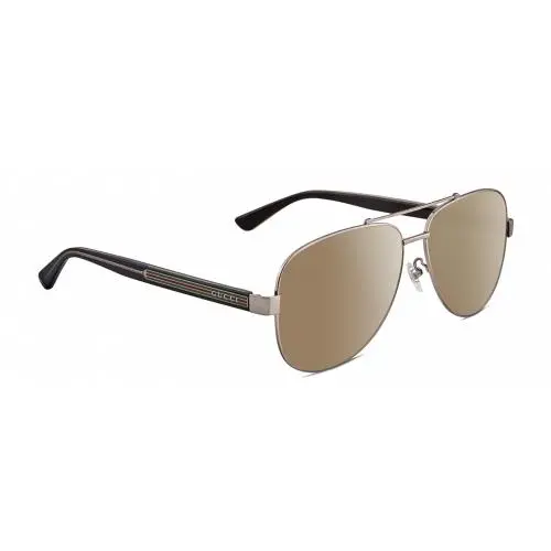 GG0528S Unisex Pilot Polarized Sunglasses Ruthenium Silver 63mm 4 Option Amber Brown Polar by Gucci
