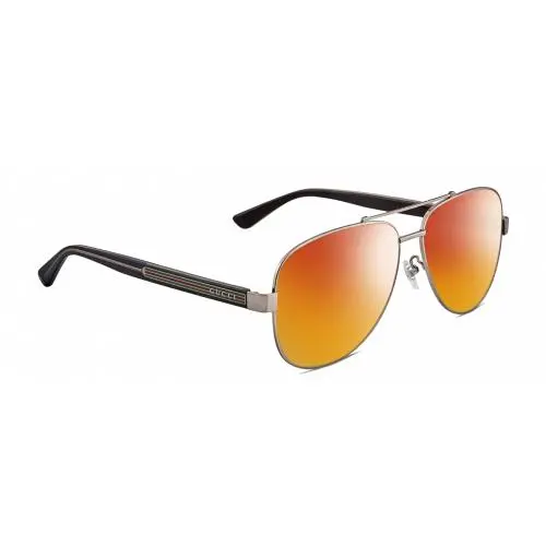 GG0528S Unisex Pilot Polarized Sunglasses Ruthenium Silver 63mm 4 Option Red Mirror Polar by Gucci