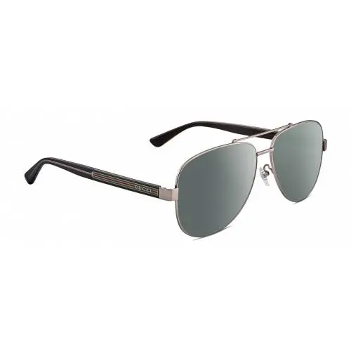 GG0528S Unisex Pilot Polarized Sunglasses Ruthenium Silver 63mm 4 Option Smoke Grey Polar by Gucci