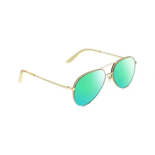 GG0356S Unisex Pilot Polarize Bifocal Sunglasses Gold Yellow 59mm 41 Opt Green Mirror by Gucci