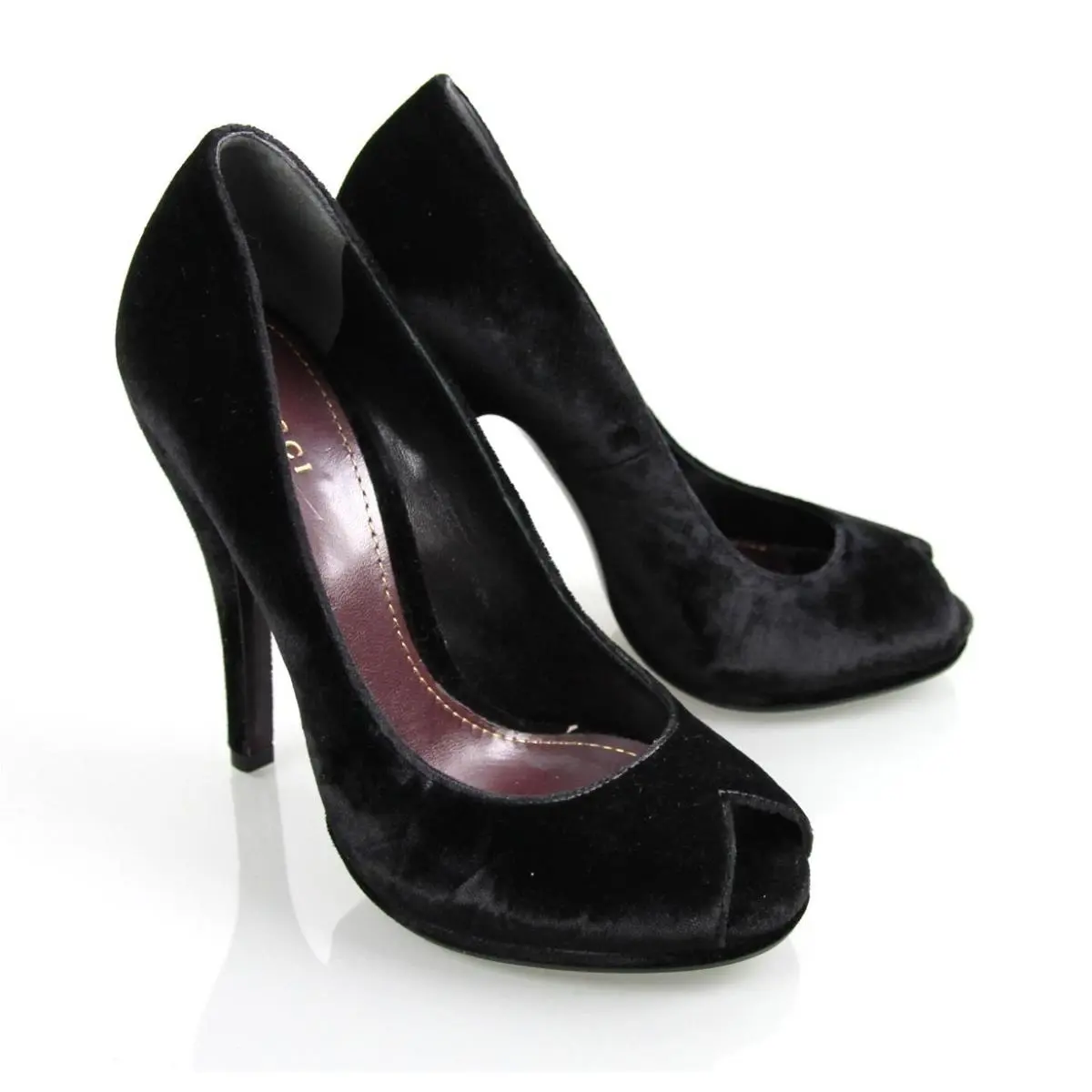 Elizabeth Velvet Platform Pump Shoes Black 306106 by Gucci