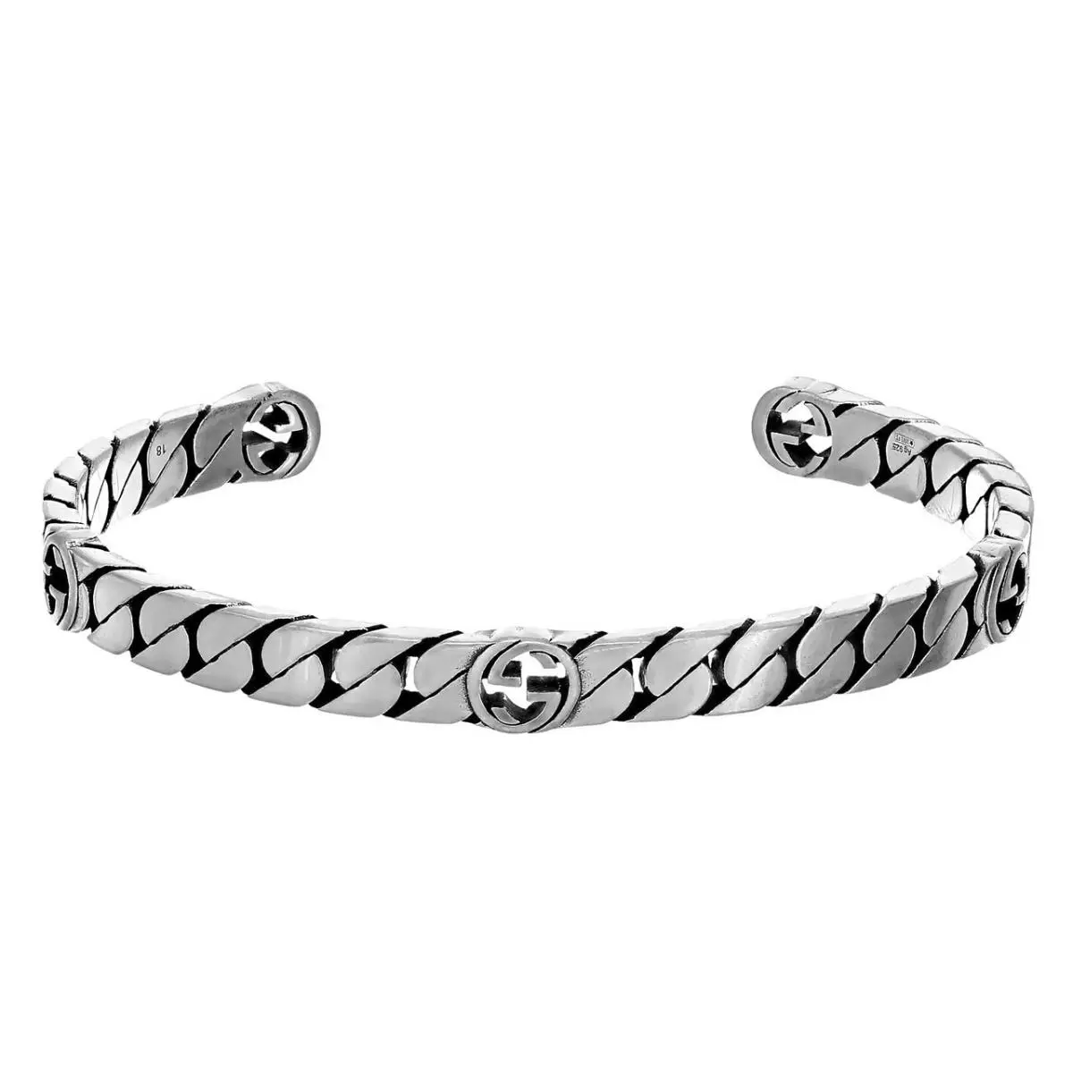 Gucci Interlocking G Cuff Sterling Silver Bracelet YBA661526001