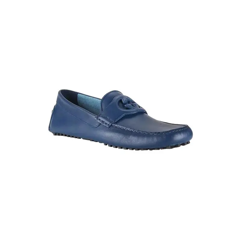 Men`s Gucci Blue Leather Interlocking G Driving Loafer Moccas