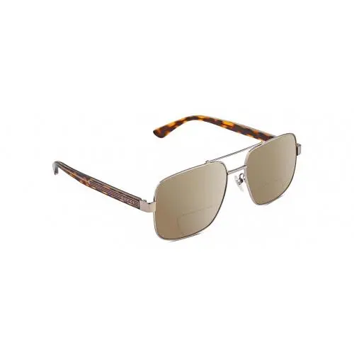 GG0529S Pilot Polarized Bifocal Sunglasses Ruthenium Tortoise 60mm 41Opt Brown by Gucci