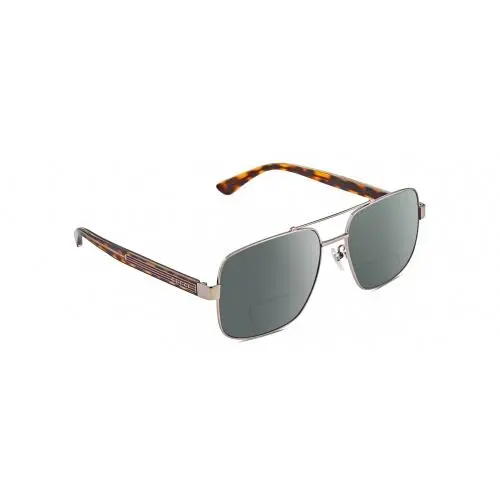 GG0529S Pilot Polarized Bifocal Sunglasses Ruthenium Tortoise 60mm 41Opt Grey by Gucci