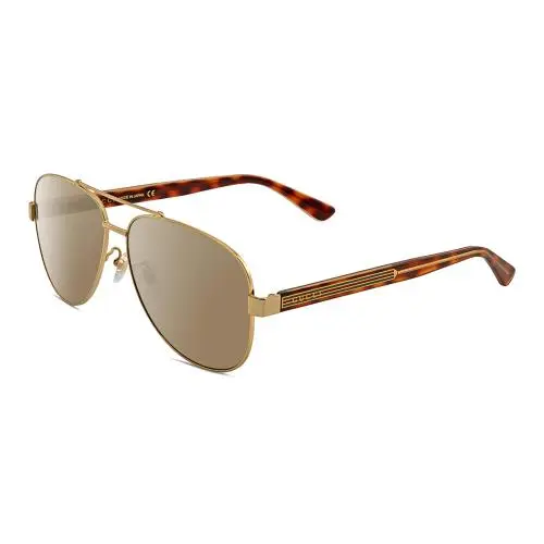 GG0528S Unisex Pilot Polarized Sunglasses Gold Tortoise Havana 63mm 4Opt Amber Brown Polar by Gucci