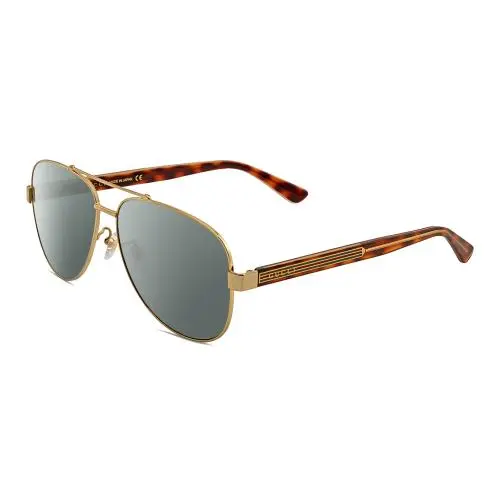 GG0528S Unisex Pilot Polarized Sunglasses Gold Tortoise Havana 63mm 4Opt Smoke Grey Polar by Gucci