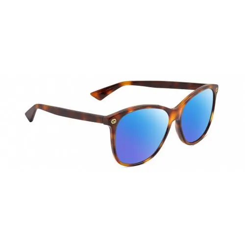 GG0024S Unisex Polarized Sunglasses in Brown Tortoise Havana 58mm 4 Option Blue Mirror Polar by Gucci