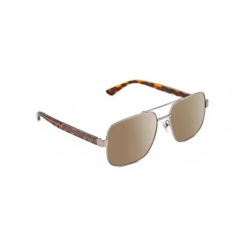 GG0529S Unisex Pilot Polarized Sunglasses Ruthenium Tortoise 60mm 4 Opt Amber Brown Polar by Gucci