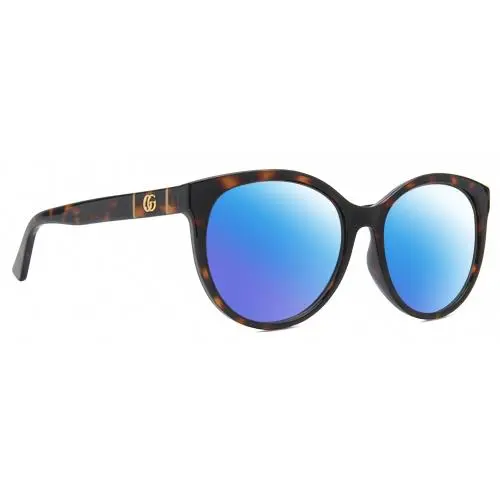 GG0636SK Womens Round Polarized Sunglasses Tortoise Havana Gold 56mm 4 Opt Blue Mirror Polar by Gucci