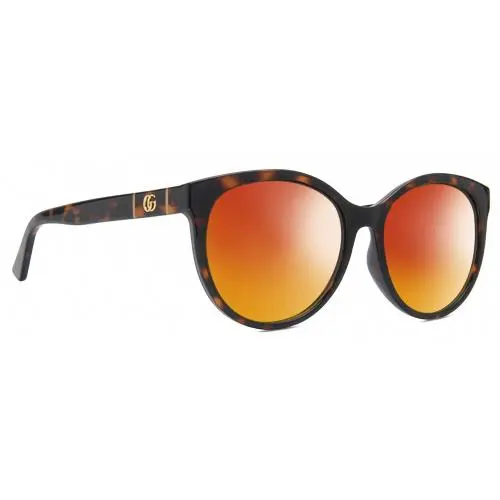 GG0636SK Womens Round Polarized Sunglasses Tortoise Havana Gold 56mm 4 Opt Red Mirror Polar by Gucci