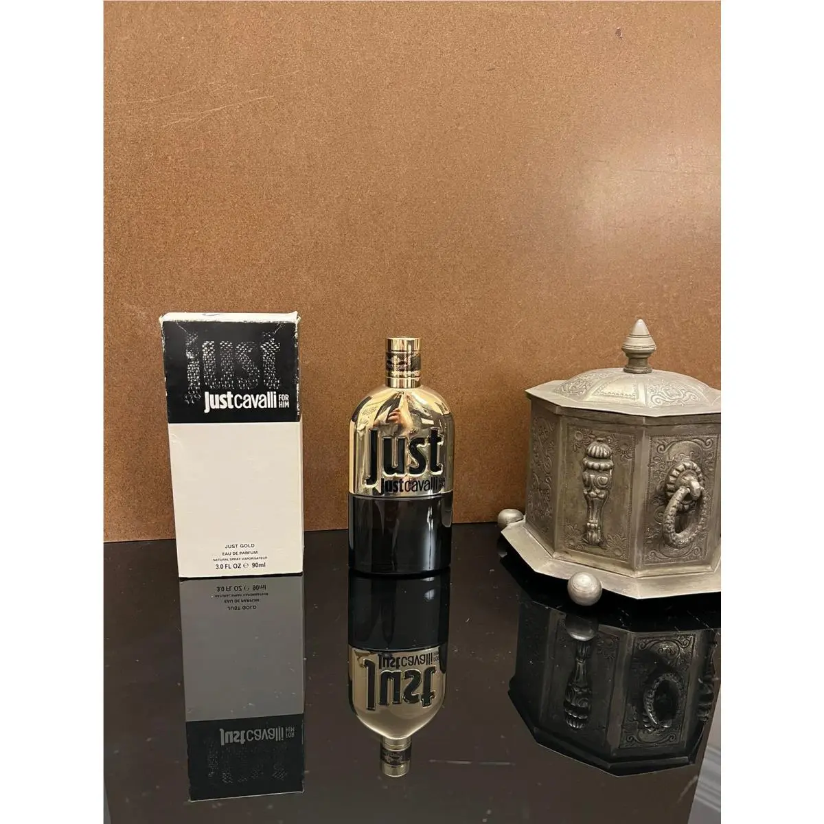 Roberto Cavalli Just Cavalli Gold Men Edp 90 ml 3.0 oz Tester Rare