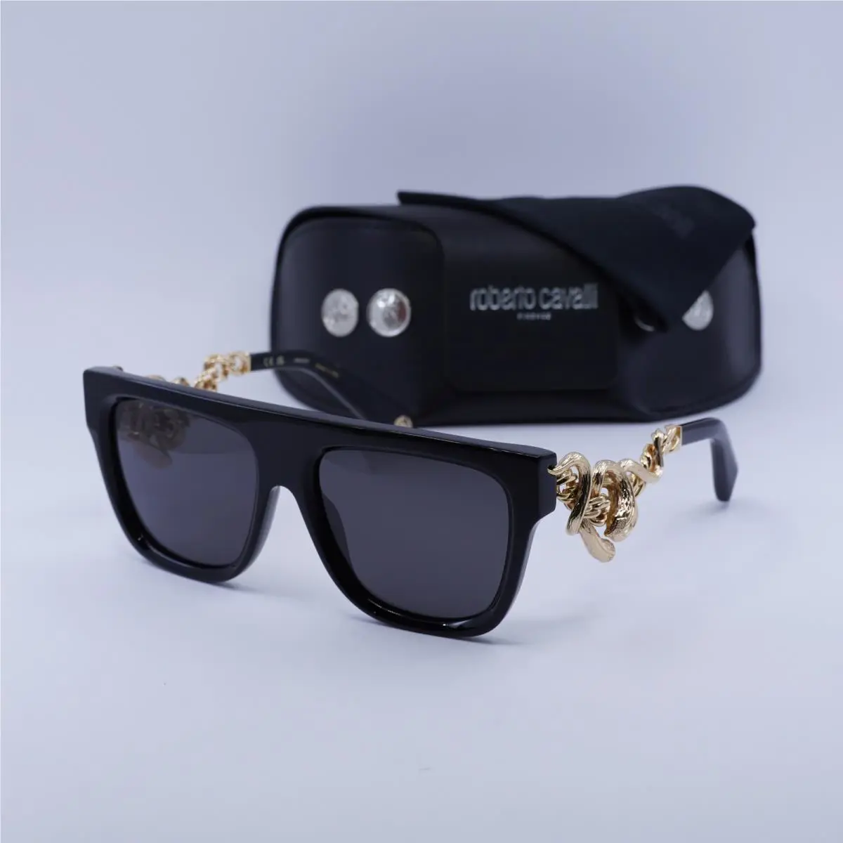 Roberto Cavalli SRC014M 0700 Shiny Black/gold/grey 57-17-140 Sunglasses