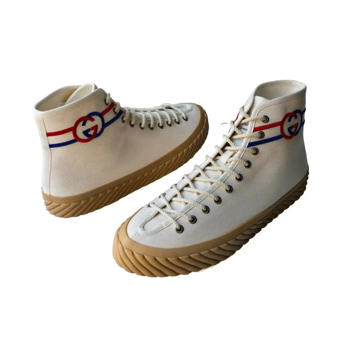 Gucci Men`s Off-white High-top Sneakers Red Blue GG Logo US 9.5 - 10 UK 9