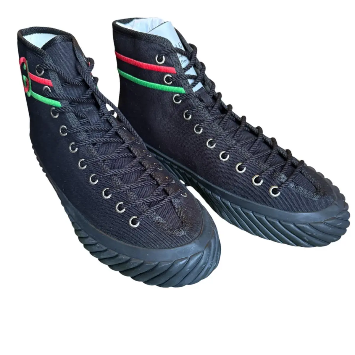703033 Mens Interlocking G High Black Canvas Sneakers Sizd G 7.5 by Gucci