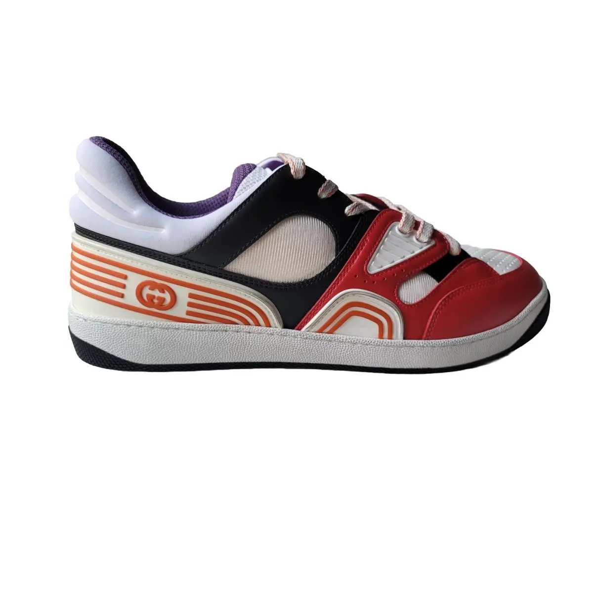 Low Top Basket Sneakers Demetra Mens UK 10.5 US 11 Red Black 100%Auth by Gucci