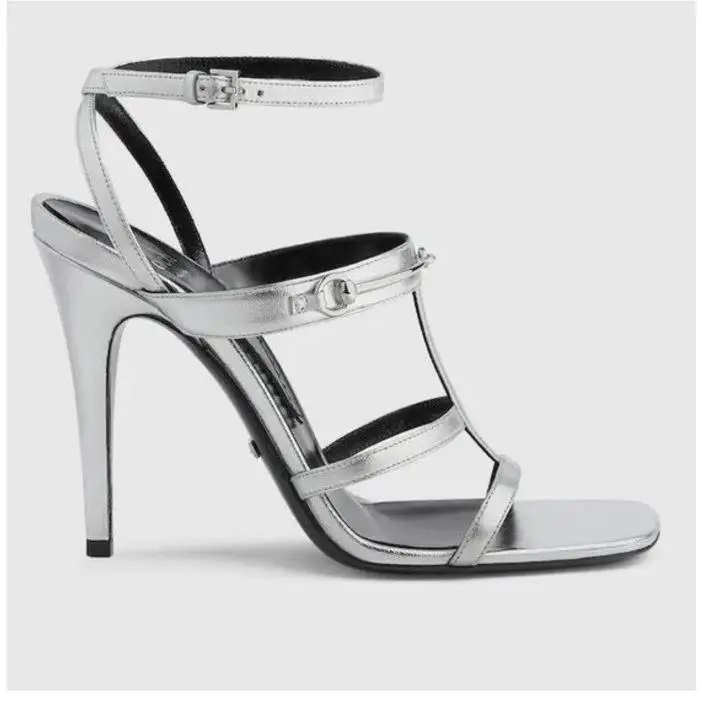 Women’s Leather Dress Sandal Shoes Silver 7.5 US/37.5 Eu 771563 by Gucci