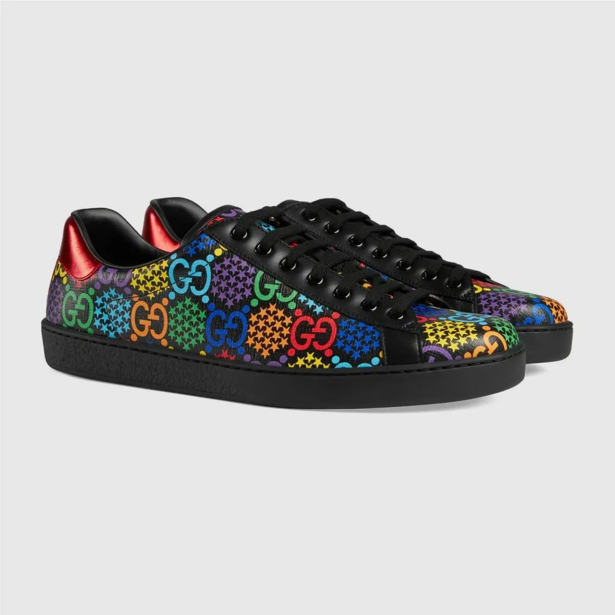 Sneakers Star Blended Fabrics Logo Metallic Sneakers Size 8 G D50100 by Gucci