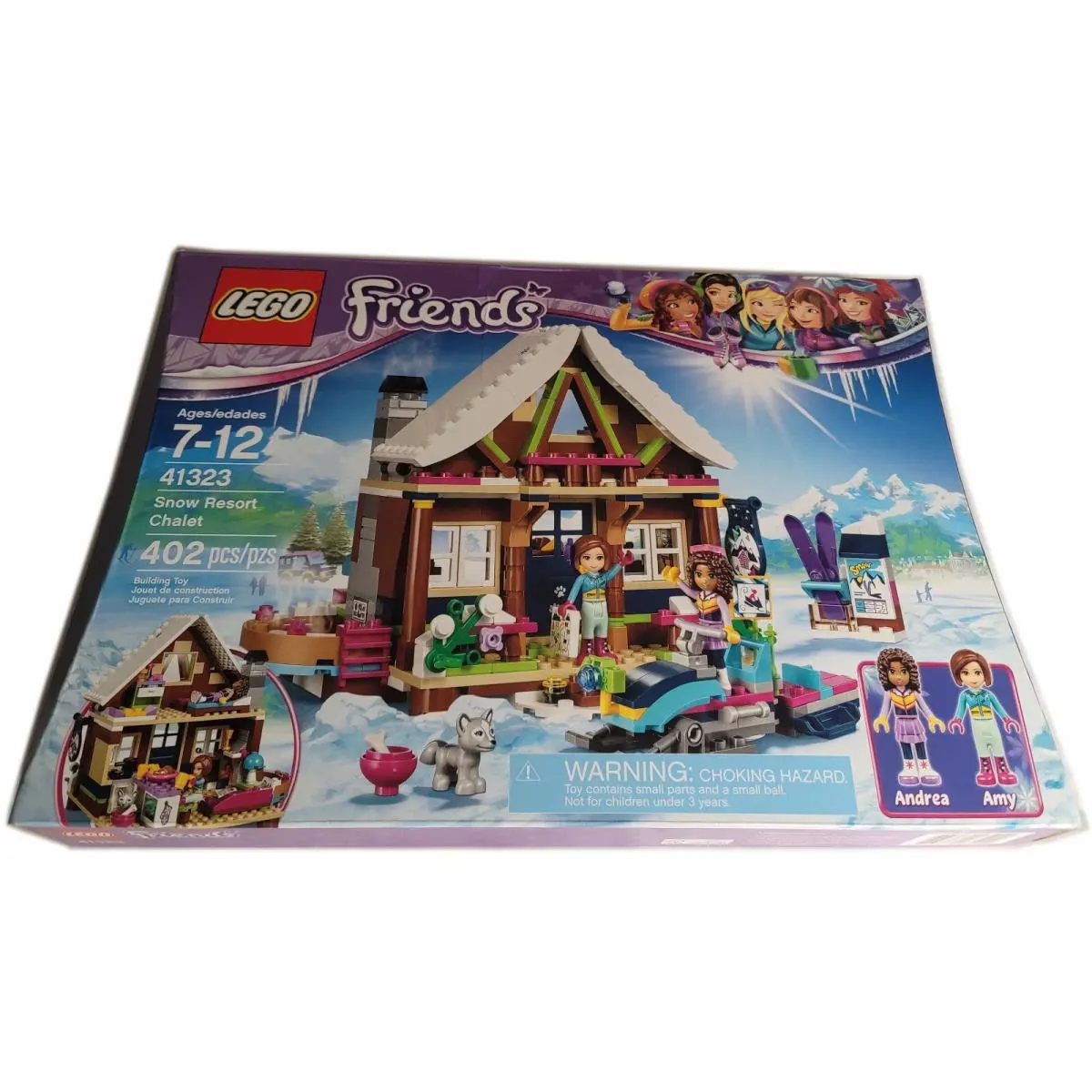 Lego 41323 Snow Resort Chalet Friends Andrea Amy Husky Puppy Hot Tub Snowmobile