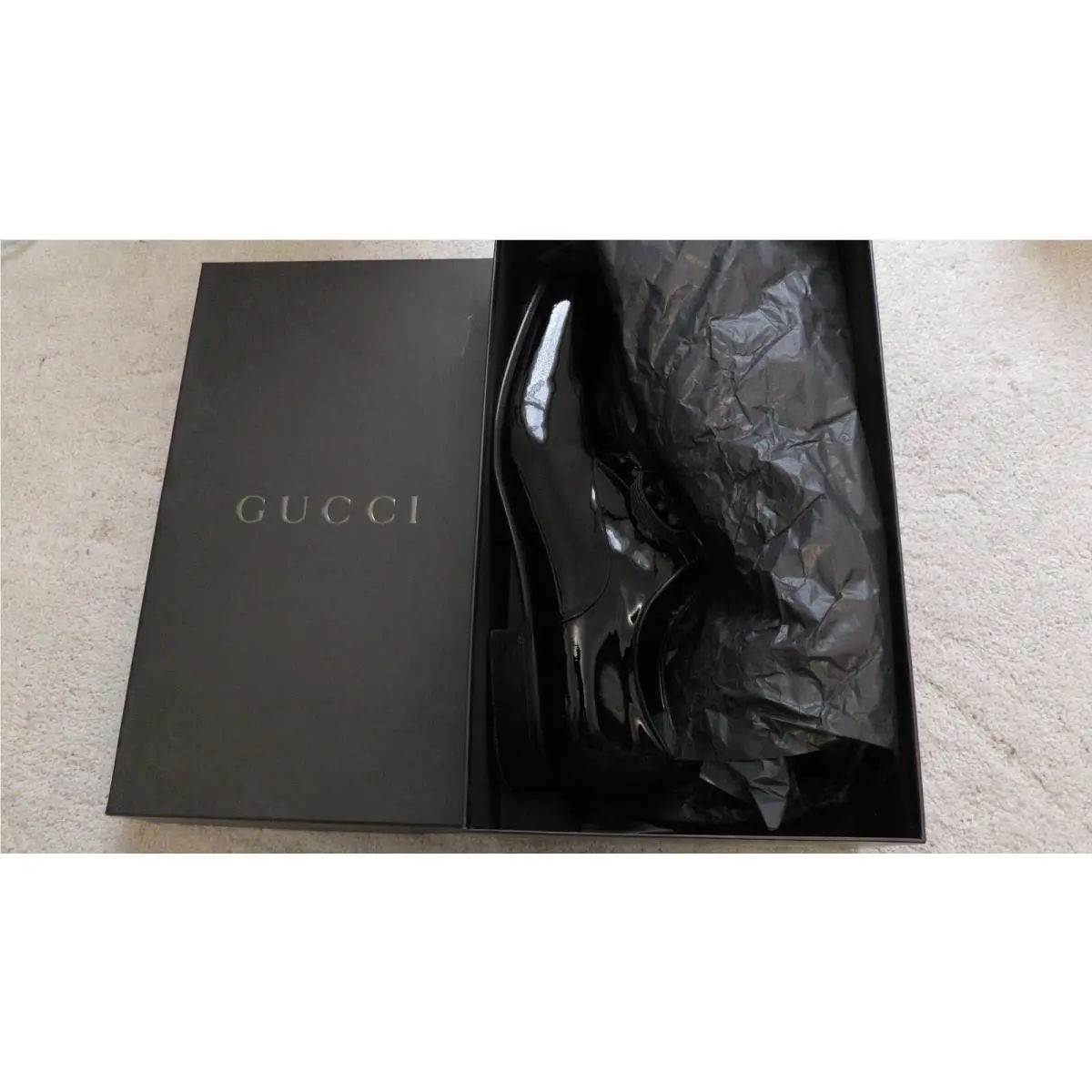 Vernice Diamond Patent Leather Shoes Size 11/10.5 Black – Custom-sized by Gucci