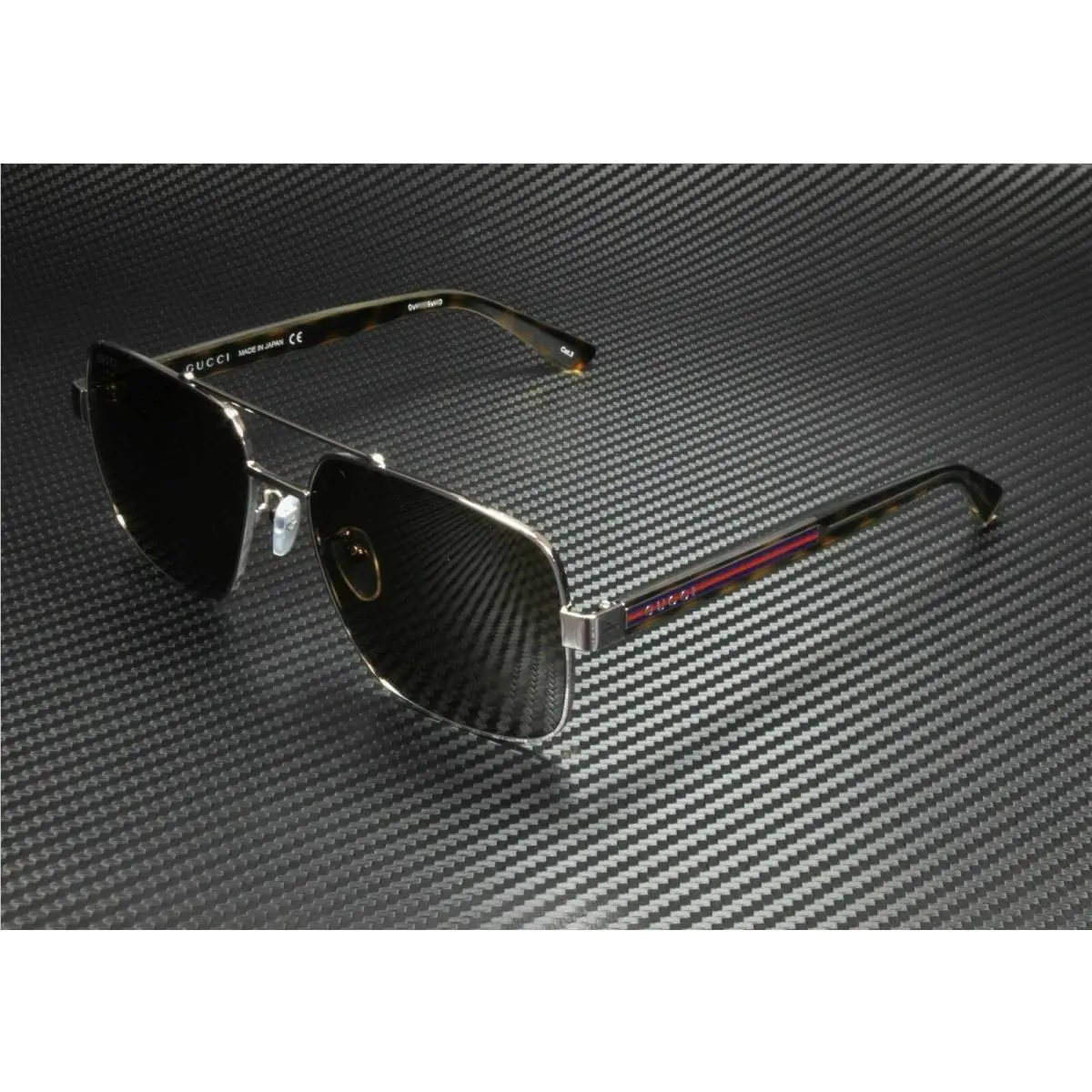 Gucci GG0529S 002 Aviator Ruthenium Havana Brown Men`s Sunglasses 60 mm