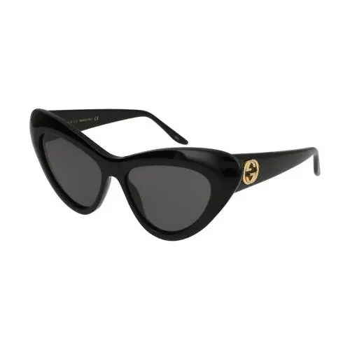 GG0895S Women`s Cat Eye Designer Sunglasses in Gloss Black Gold/grey 54 mm by Gucci