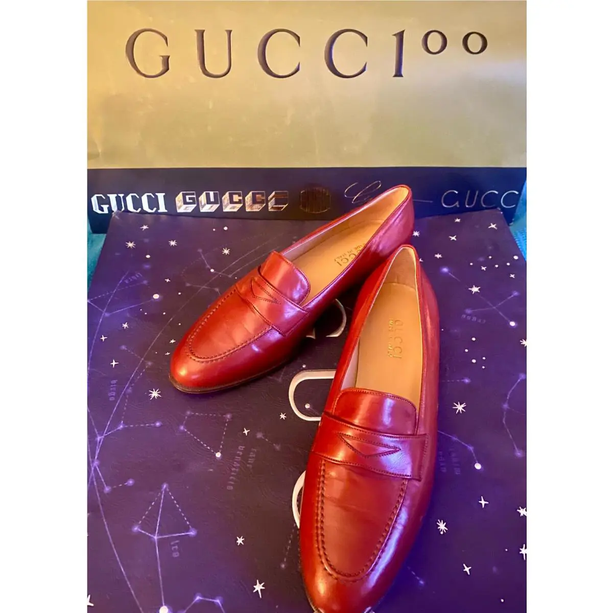 Vintage Gucci Classic 1970s Loafers Moccasin Womens 40 9.5 w Box