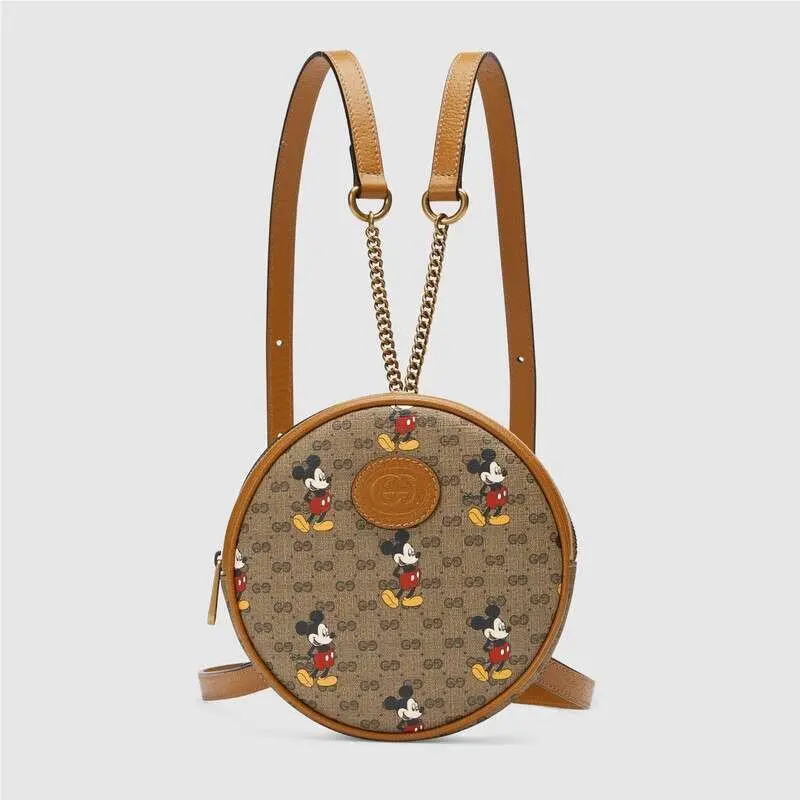 Gucci x Disney Mickey Mouse Brown GG Canvas Round Mini Backpack 603730 8559