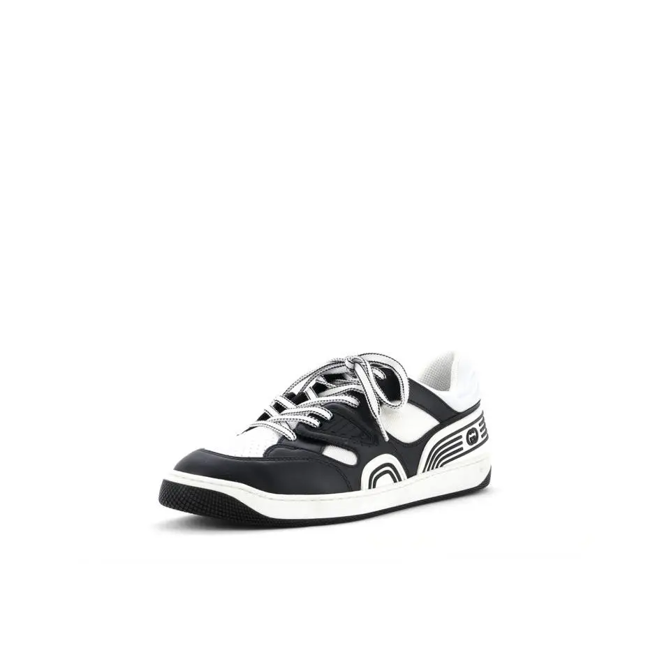 Gucci 722749 2SH80 1064 Men`s Shoes Black White Demetra Fabric